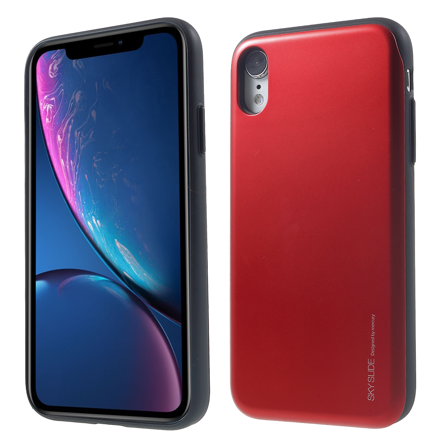 

Mercury Goospery Sky Series Slide PC TPU Гибридный Случай С Держателем Карты Для IPhone XR 6.1 Дюйма - Красный, iPhone XR 6.1 inch