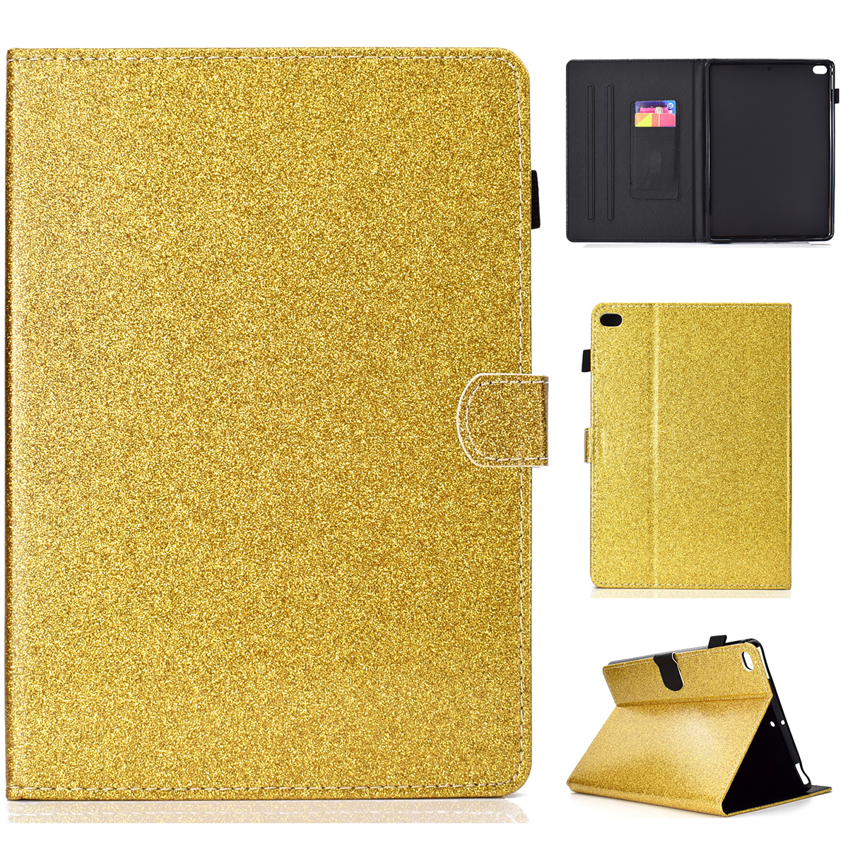 

Держатель Flash Powder Hotelder PU Кожаный Стенд Flip Counds Для IPad 9,7 Дюйма (2018) / 9,7-дюймовый (2017) / Воздушный 2 / Воздуха - Золото, iPad 9.7-inch (2018)