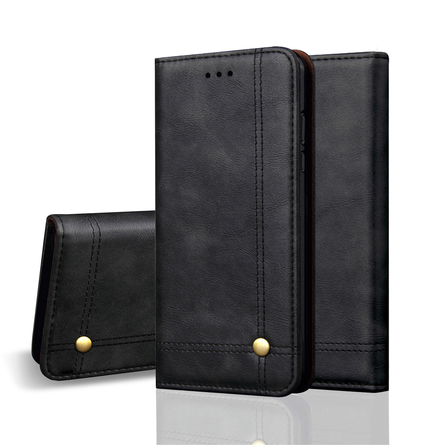 

Auto-absorbed Retro Crazy Horse Texture Leather Wallet Stand Flip Case for iPhone XR 6.1 inch - Black, iPhone XR 6.1 inch