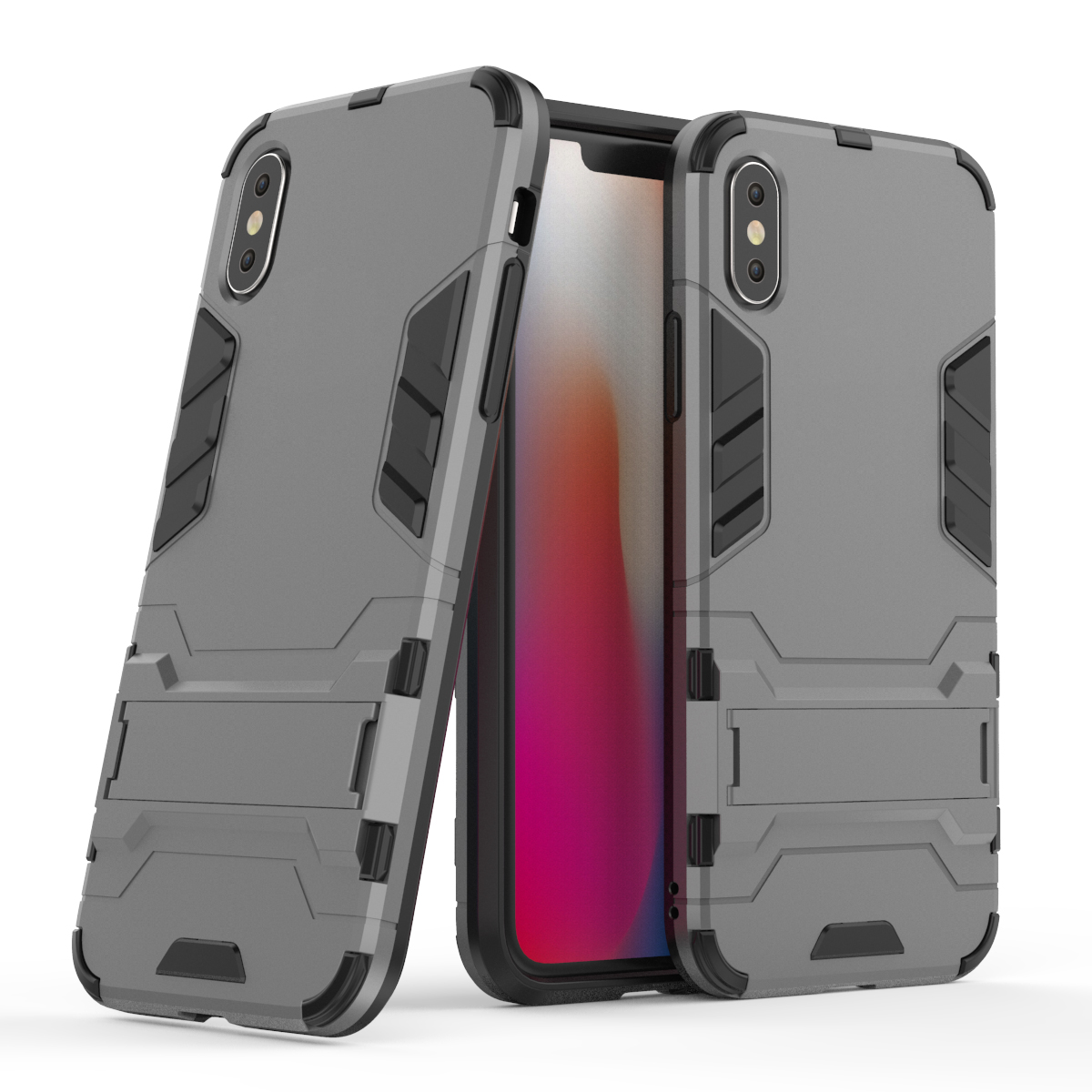 

Cool Guard Plastic Plastic TPU Гибридный Задний Чехол С Подсветкой Для IPhone XS 5,8 Дюйма - Серый, iPhone XS 5.8 inch