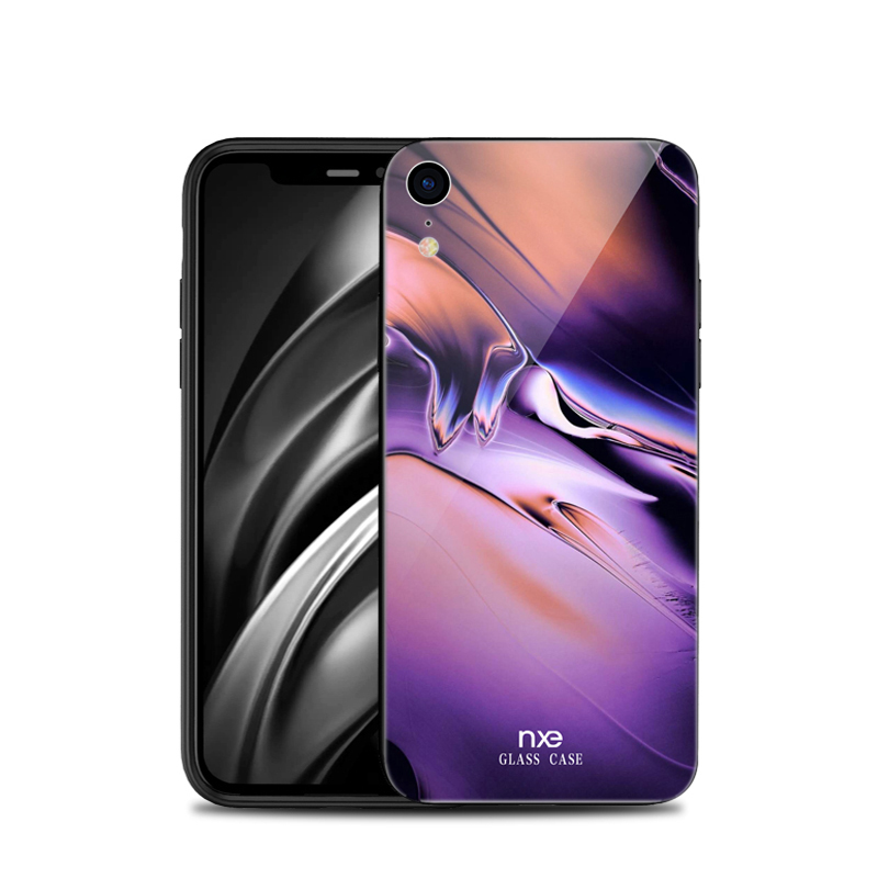 

NXE for iPhone XR 6.1 inch Shell Streamer Light Pattern 9H Tempered Glass + TPU Phone Case - Style B, iPhone XR 6.1 inch