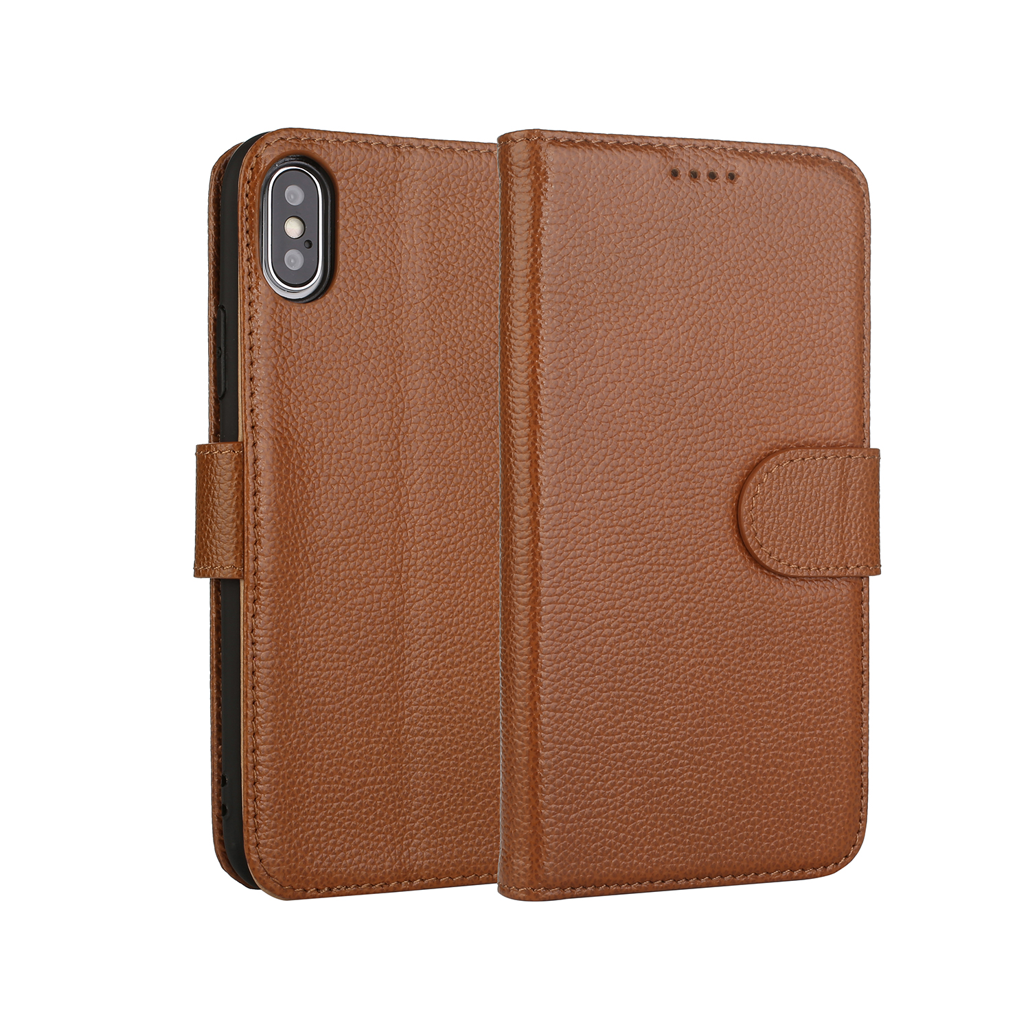 

Genuine Leather Magnetic Wallet Stand Protective Case for iPhone XS Max 6.5 inch - Brown, iPhone XS Max 6.5 inch