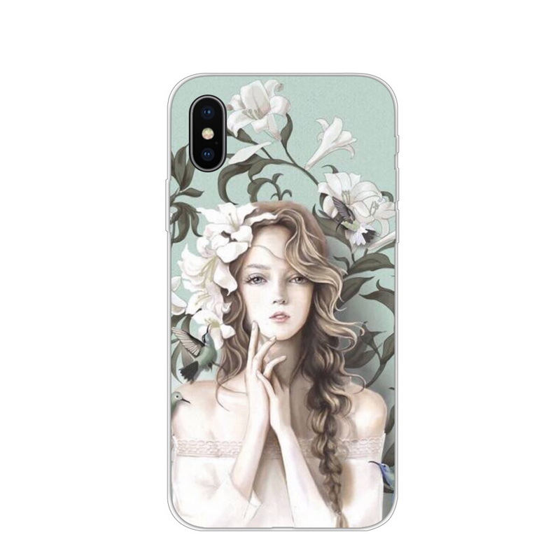 

Шаблон Печати Сотовый Телефон TPU Для IPhone XS / Х 5,8 Дюйма - Милая Девушка, iPhone XS 5.8 inch
