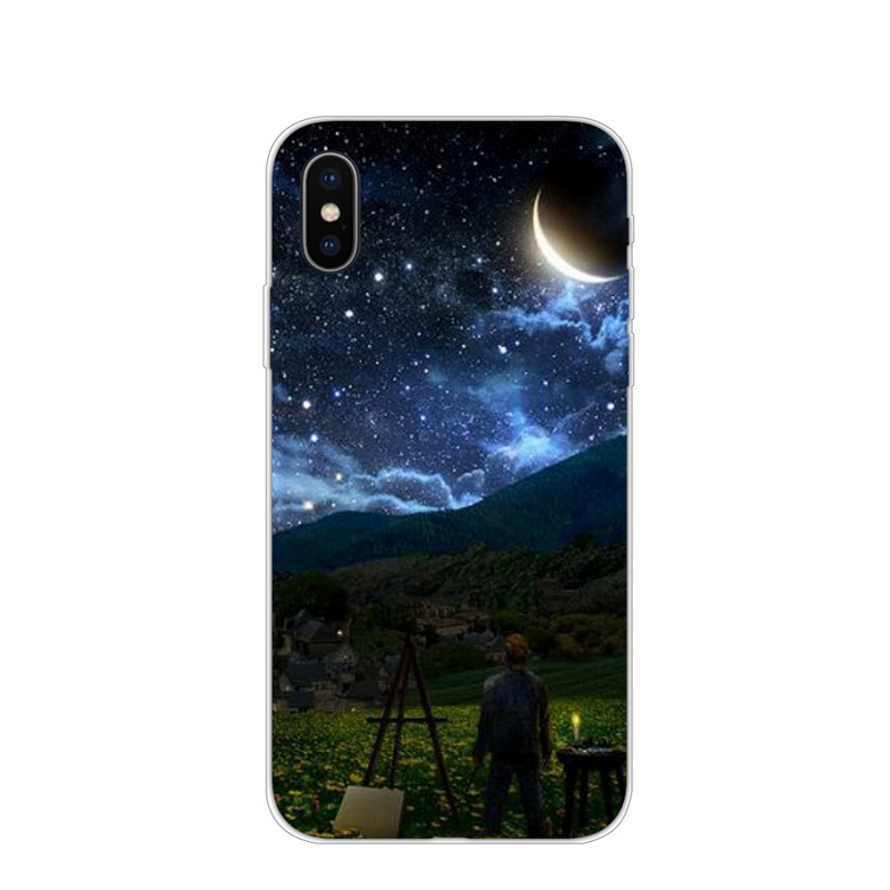 

Pattern Printing TPU Mobile Phone Case Accessory for iPhone XS / X 5.8 inch - Starry Night, iPhone XS 5.8 inch