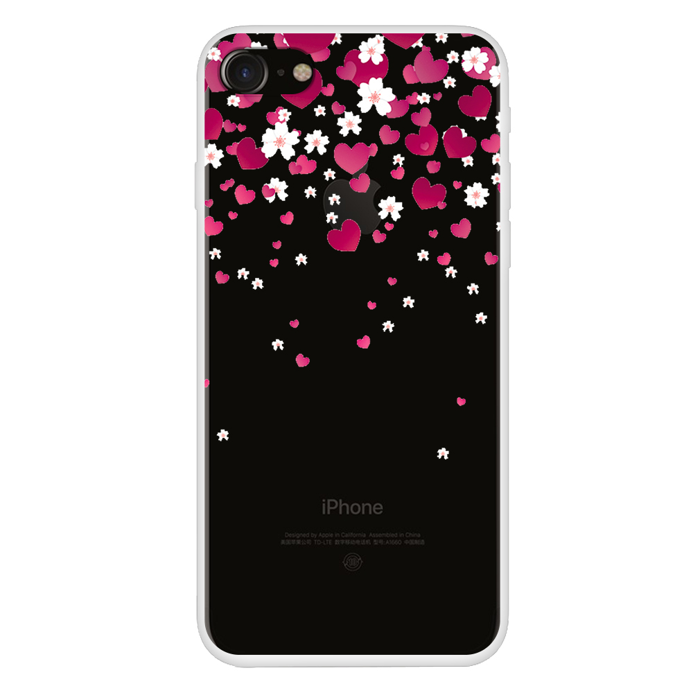 

For iPhone SE 2nd Gen (2020)/8/7 Pattern Printing Soft TPU Cellphone Cover - Red Love Heart, iPhone 8 4.7 inch