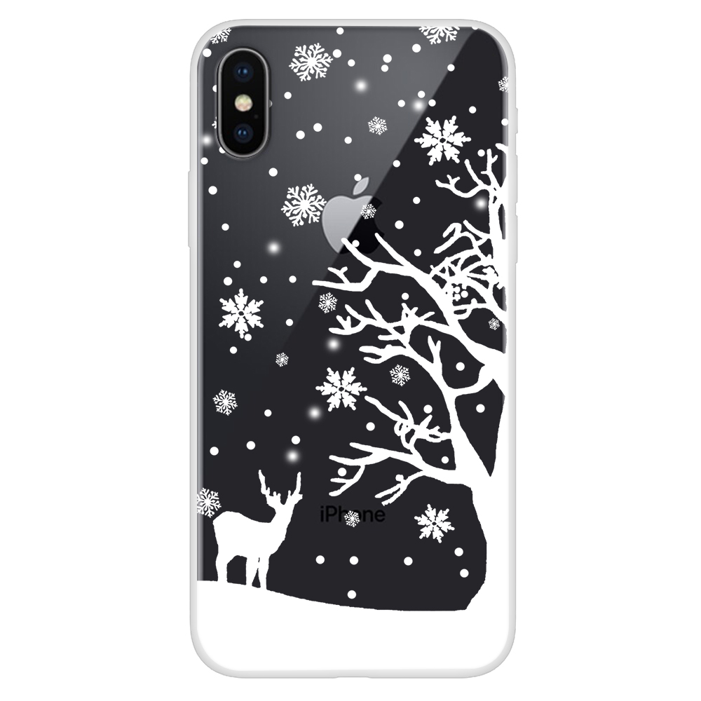 

Для IPhone XS / X Pattern Photion Soft TPU Back Cound Counding - Дерево И Олень, iPhone XS 5.8 inch