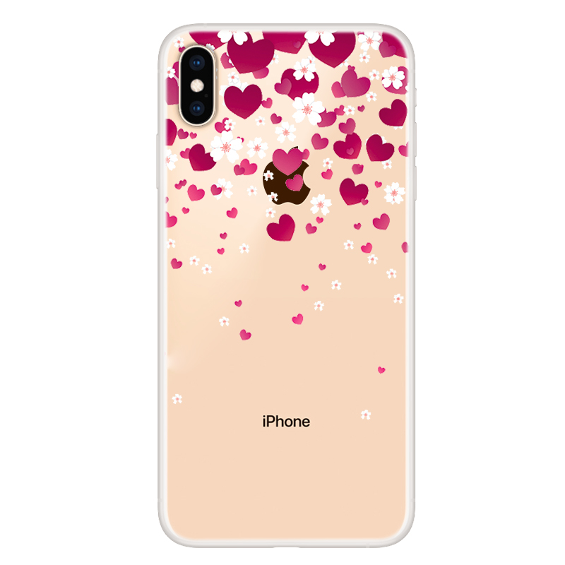 

Pattern Printing TPU Phone Cover Case for iPhone XS Max 6.5 inch - Flowers and Hearts, iPhone XS Max 6.5 inch