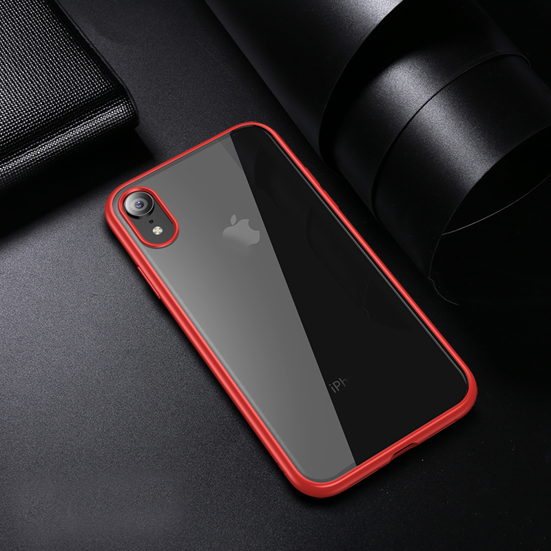 

IPAKY Clear PC and TPU Hybrid Shockproof Shell for iPhone XR 6.1 inch - Red, iPhone XR 6.1 inch