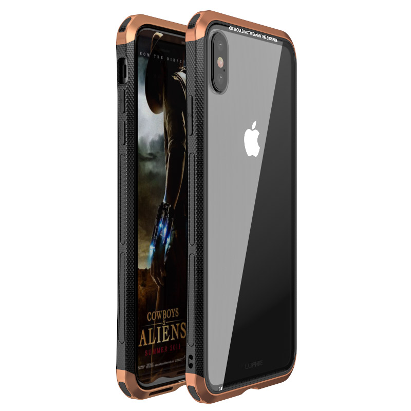 

Luphie Для IPhone X 5,8 Дюйма Двойной Дракон Гибридный Телефон Оболочка Закаленного Стекла Обратно + Компьютер Металлический Корпус - Коричневый, iPhone X