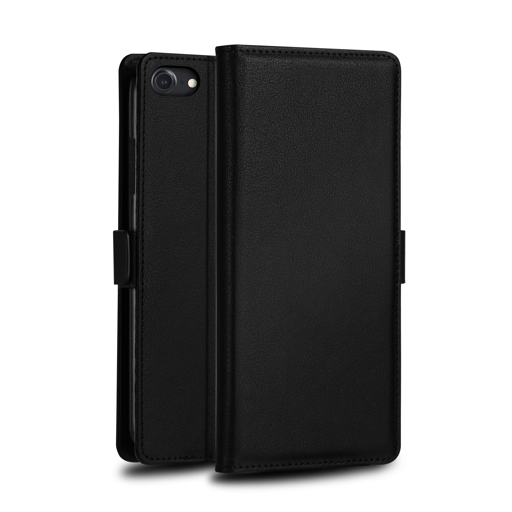 

DZGOGO [Milo Series] PU Leather Wallet Case for iPhone 7/8/SE (2020)/SE (2022) 4.7-inch - Black, iPhone SE (2nd Generation)