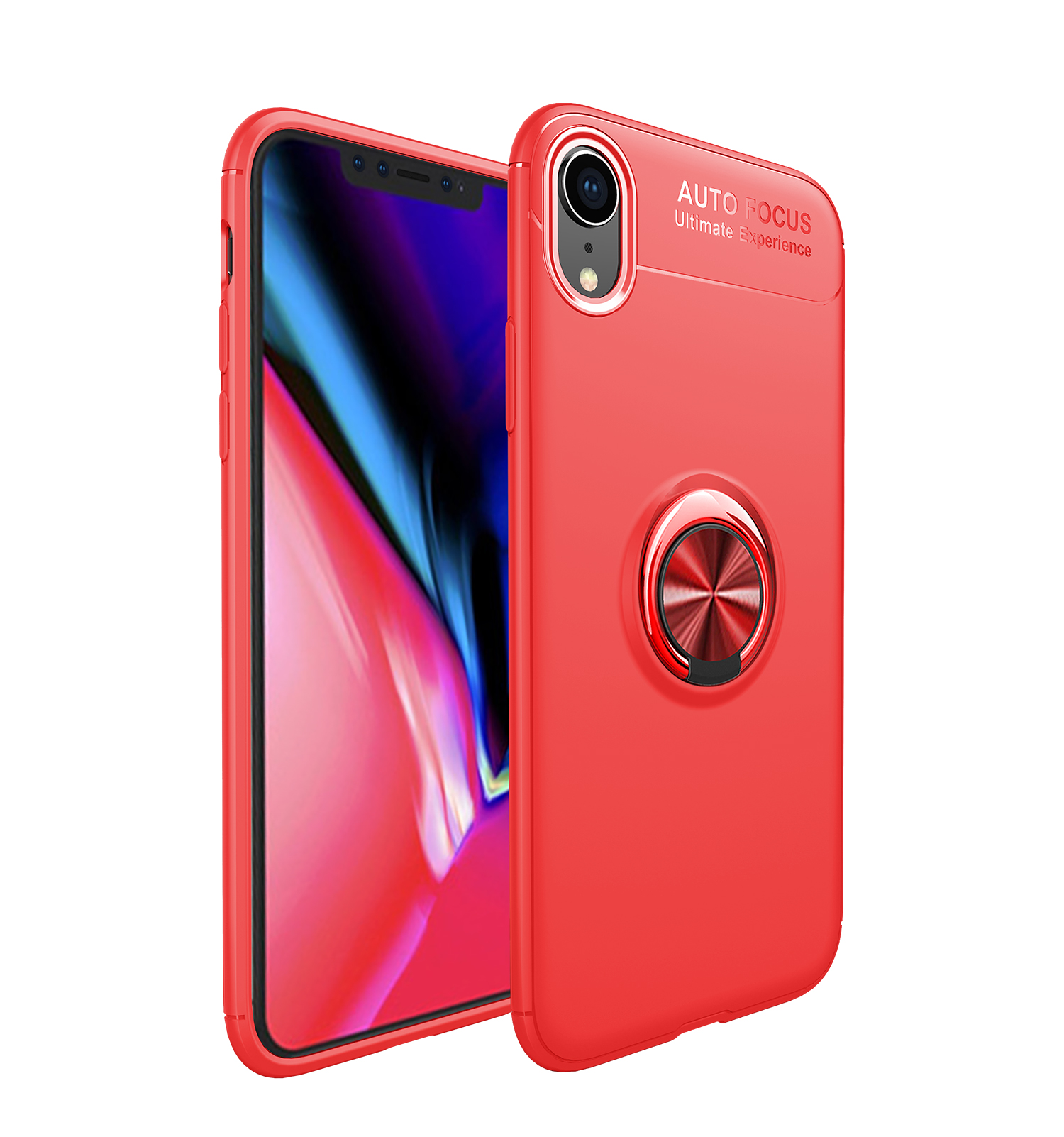 

Lenuo Для IPhone XR 6.1-дюймовый Металлический Кольцевой Кронштейн TPU Сотовый Телефон - Красный, iPhone XR 6.1 inch