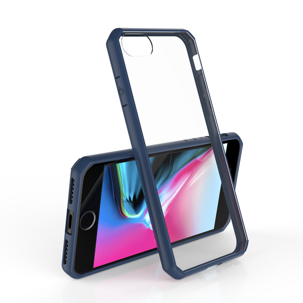

Shockproof Anti-slip TPU + Clear Acrylic Mobile Phone Case for iPhone 8/7/SE (2022)/SE 2 (2020) - Blue, iPhone 8 4.7 inch