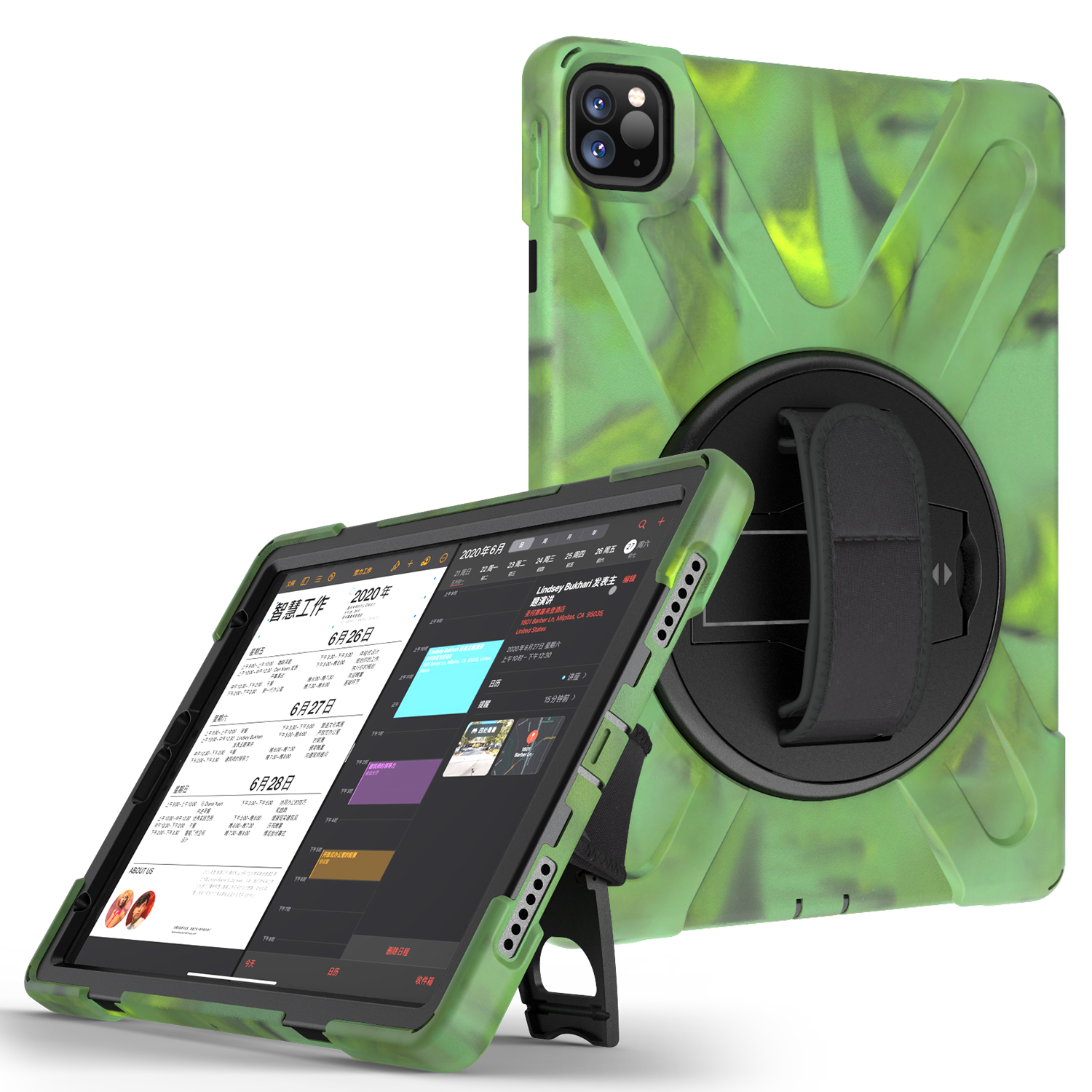 

Для IPad Pro 11-дюймовый (2021) (2020) (2018) X-Form PC + Крышка Таблетки TPU С Ручным Ремешком [360 Градусов Ротационного Кикистана] - Камуфляж, iPad Pro 11-inch (2020)