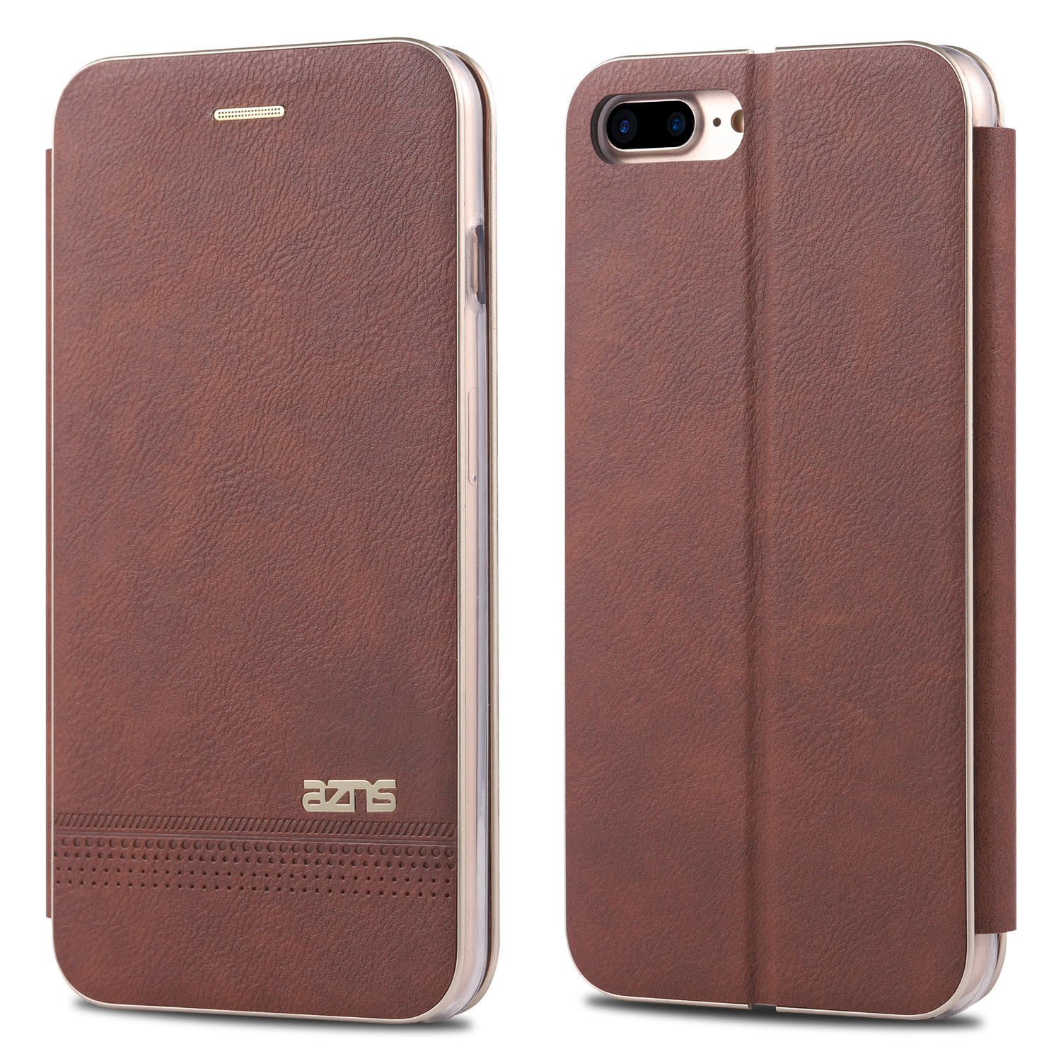 

AZNS Card Holder Stand Leather Mobile Shell for iPhone 8 Plus / 7 Plus - Brown, iPhone 8 Plus 5.5 inch