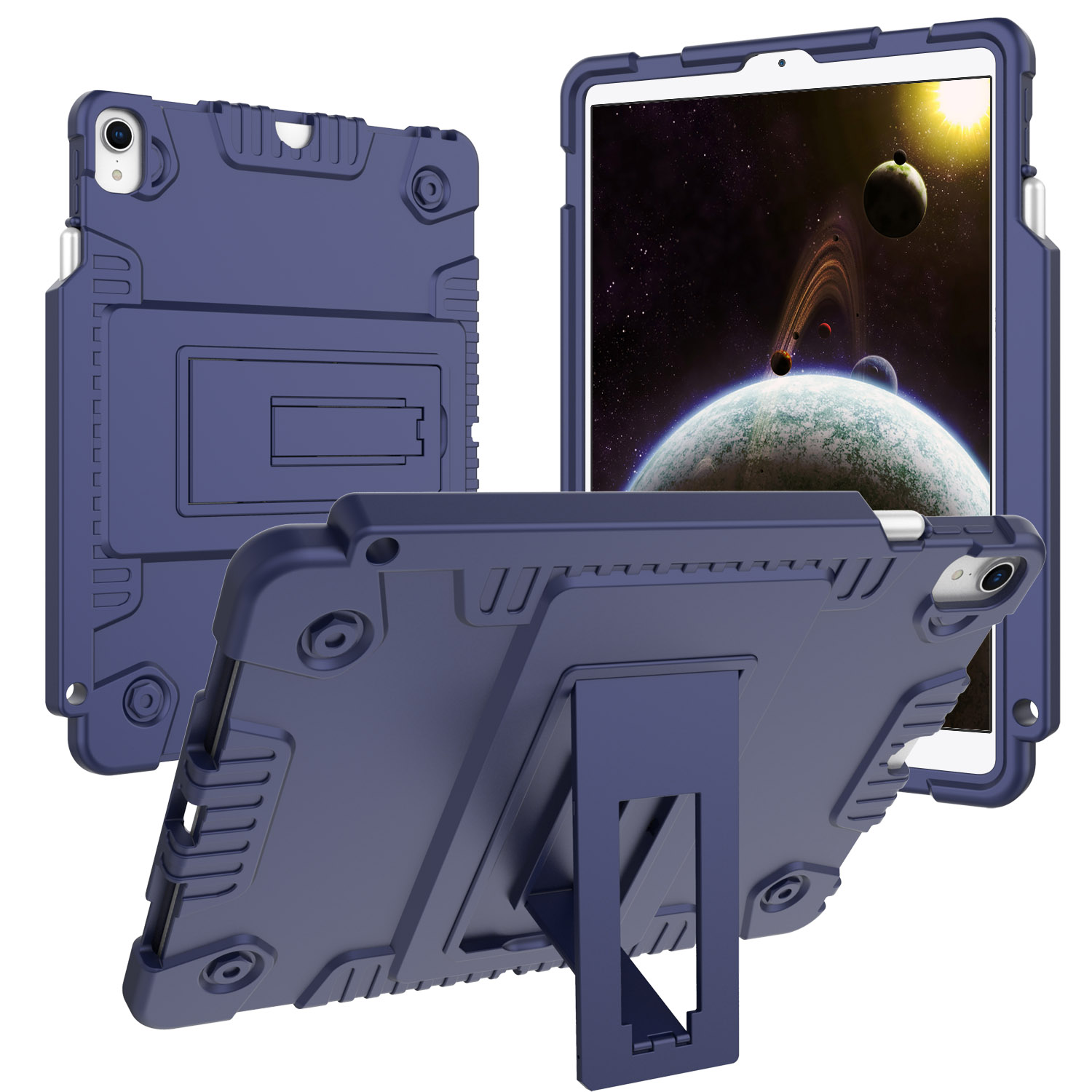 

Drop-proof Soft Silicone Kickstand Case with Pen Slot for iPad Pro 11-inch (2018) - Blue, iPad Pro 11-inch (2018)