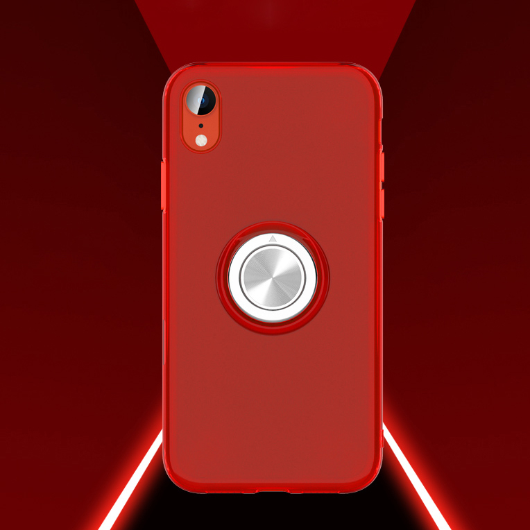 

Finger Ring Kickstand Clear TPU Case for iPhone XR 6.1 inch (Built-in Magnetic Metal Sheet) - Red, iPhone XR 6.1 inch