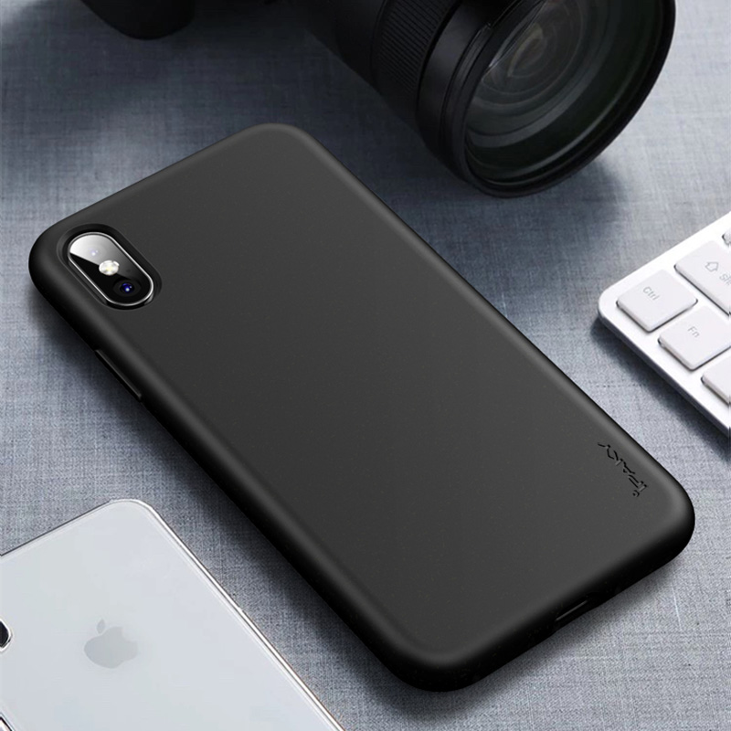 

IPAKY Matte Wheat Straw TPU Protection Phone Case for iPhone XS/X 5.8 inch - Black, iPhone XS 5.8 inch