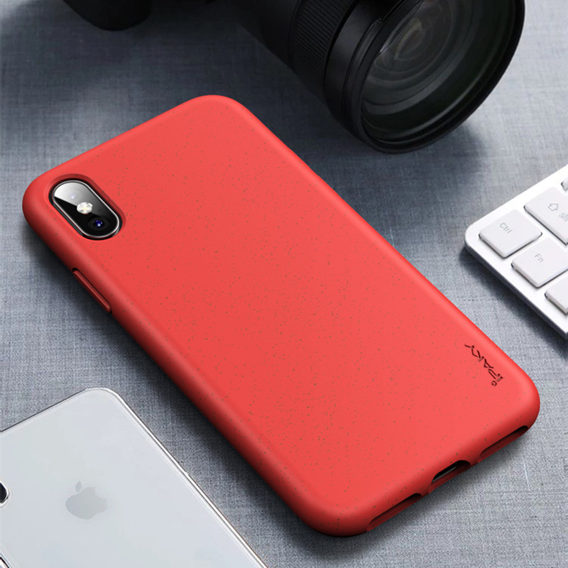 

IPAKY Matte Wheat Straw TPU Protection Phone Case for iPhone XS/X 5.8 inch - Red, iPhone XS 5.8 inch