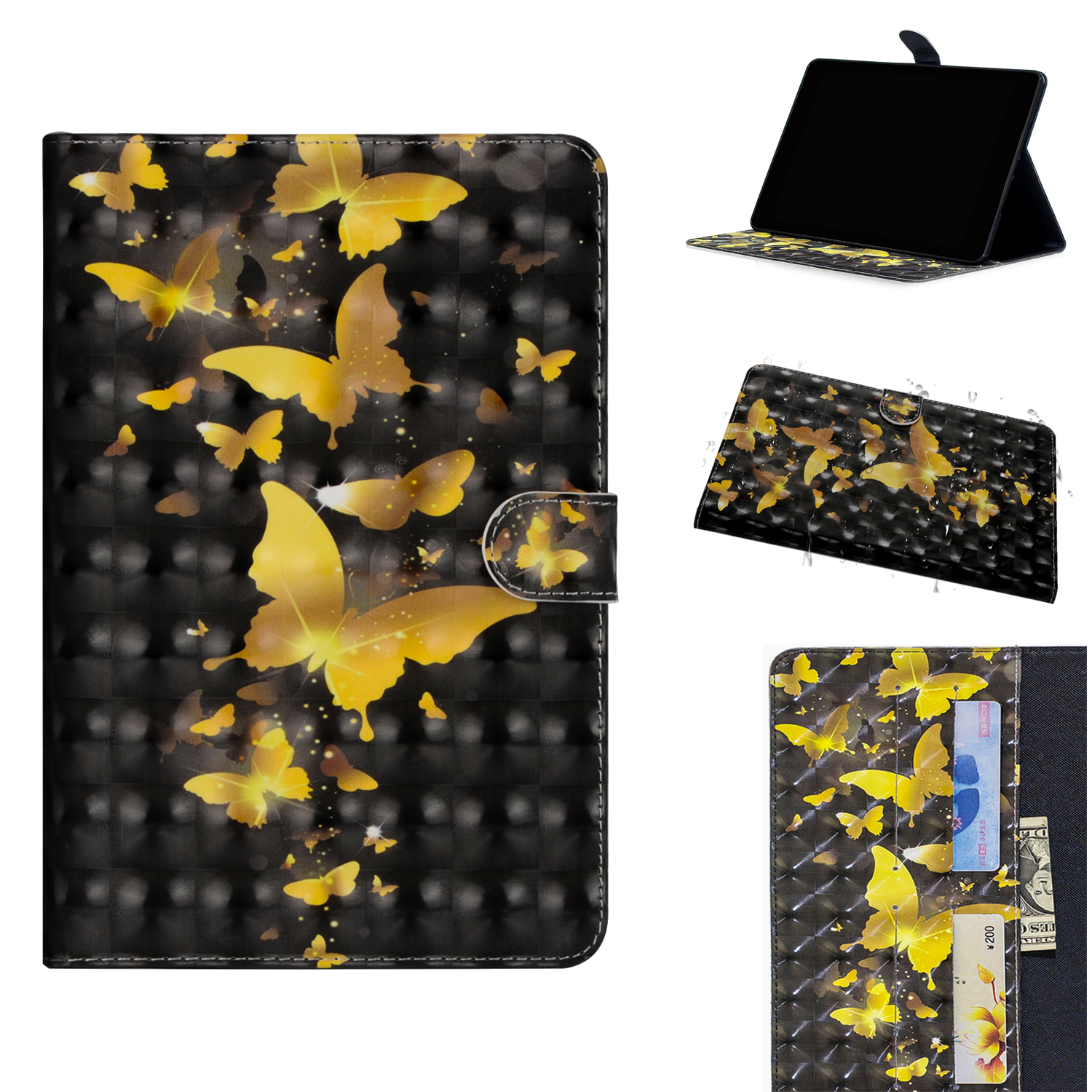 

Pattern Printing Light Spot Decor Wallet Stand Flip Leather Tablet Case for iPad Mini (2019) 7.9 inch - Gold Butterflies, iPad mini (2019) 7.9 inch