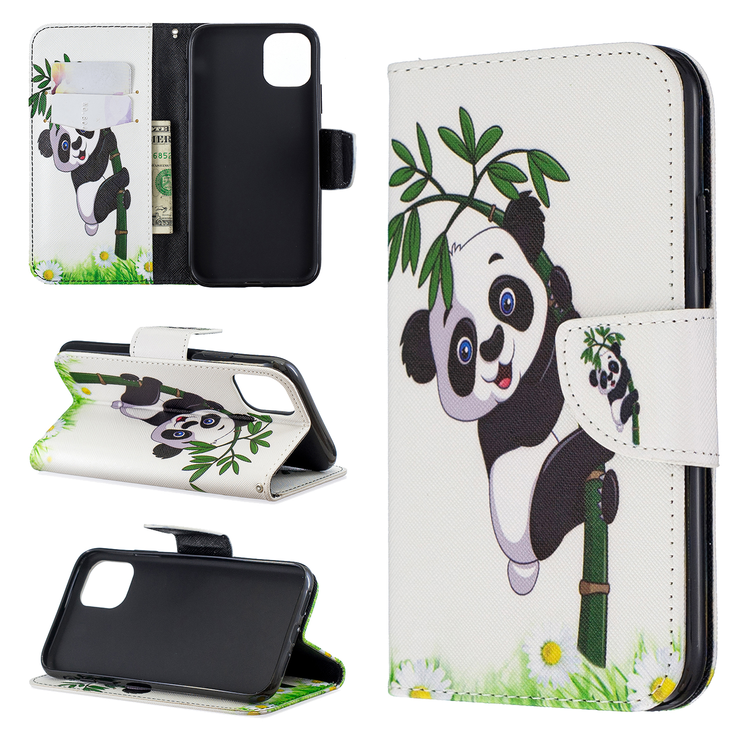 

Pattern Printing Cross Texture Wallet Stand Flip Leather Case for iPhone 11 6.1 inch (2019) - Bamboo Panda, iPhone 11 6.1 inch