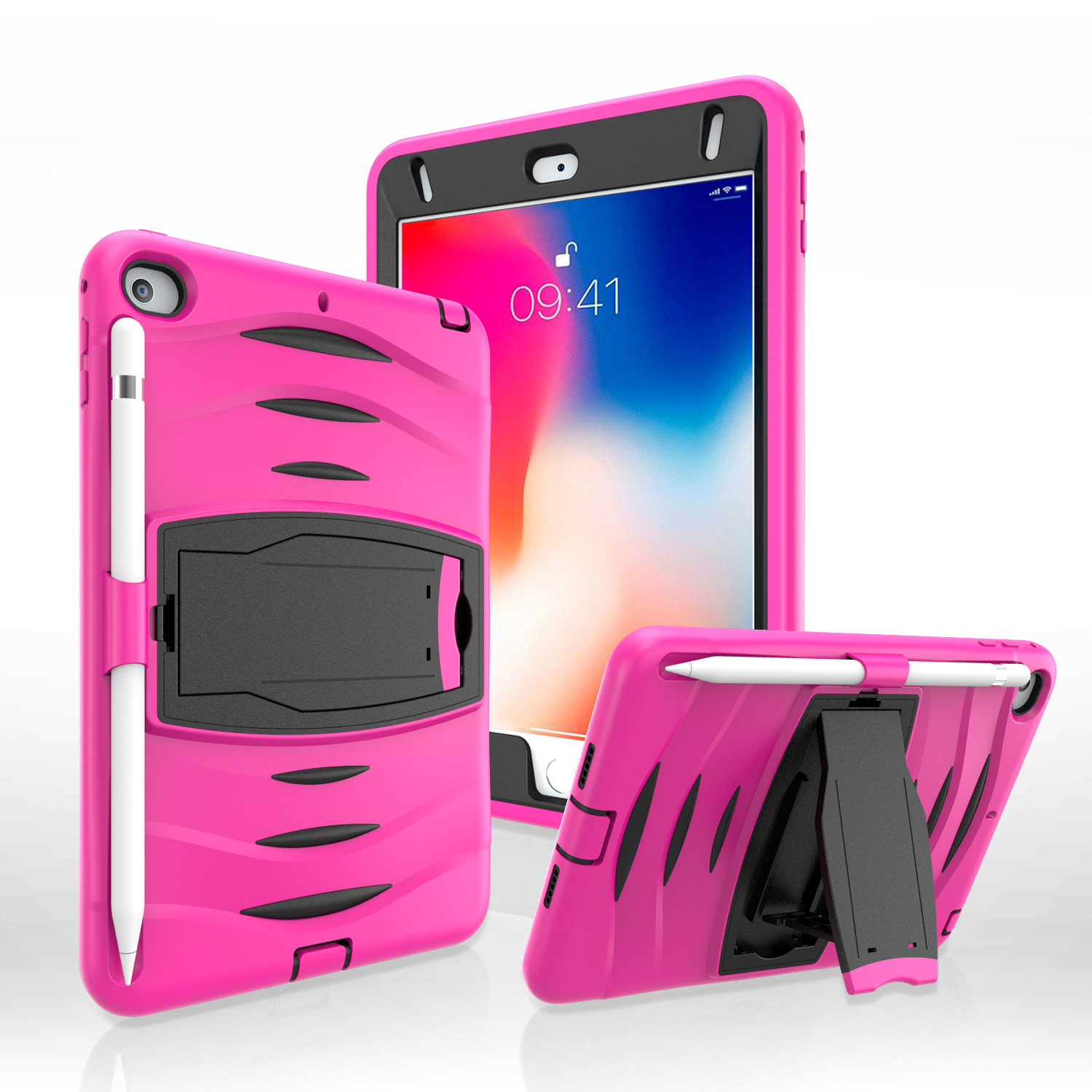 

Rugged Impact Resistant Kickstand PC + Silicone Tablet Cover for iPad mini (2019) 7.9 inch - Rose, iPad mini (2019) 7.9 inch
