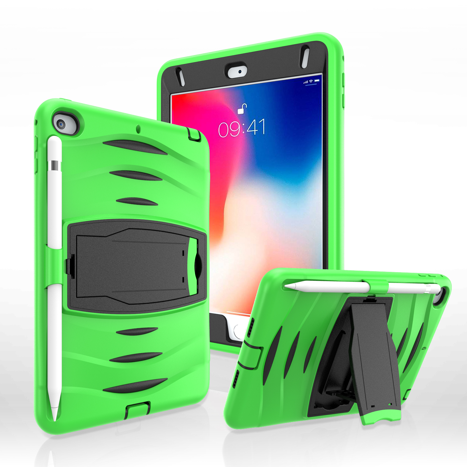 

Rugged Impact Resistant Kickstand PC + Silicone Tablet Cover for iPad mini (2019) 7.9 inch - Green, iPad mini (2019) 7.9 inch