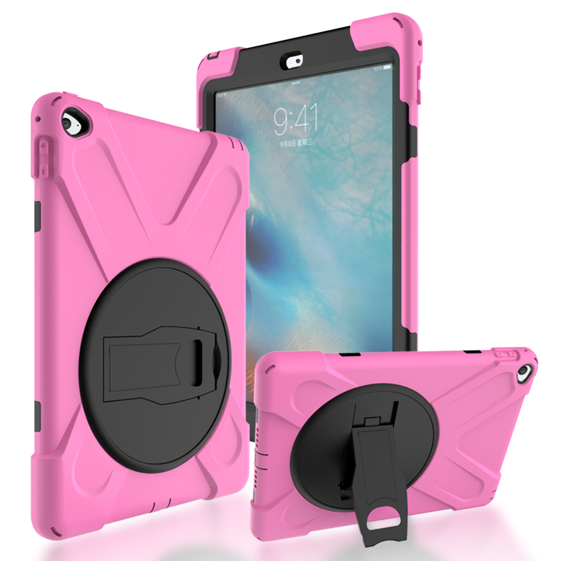

360° Swivel PC + Silicone Combo Kickstand Tablet Shell for Apple iPad Air 2 - Pink, iPad Air 2