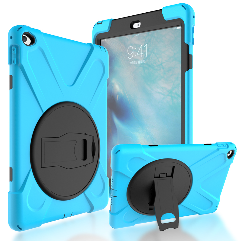 

360° Swivel PC + Silicone Combo Kickstand Tablet Shell for Apple iPad Air 2 - Baby Blue, iPad Air 2