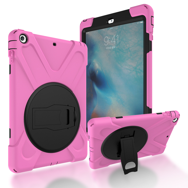 

360 ° Swivel PC + Силиконовый Комбинированный Корпус Для Apple Ipad Air (2013) - Розовый, iPad Air (2013)