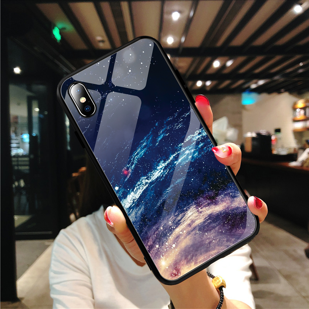 

Pattern Printing Glass Back + TPU Hybrid Case for iPhone XS Max 6.5 inch - Style O, iPhone XS Max 6.5 inch
