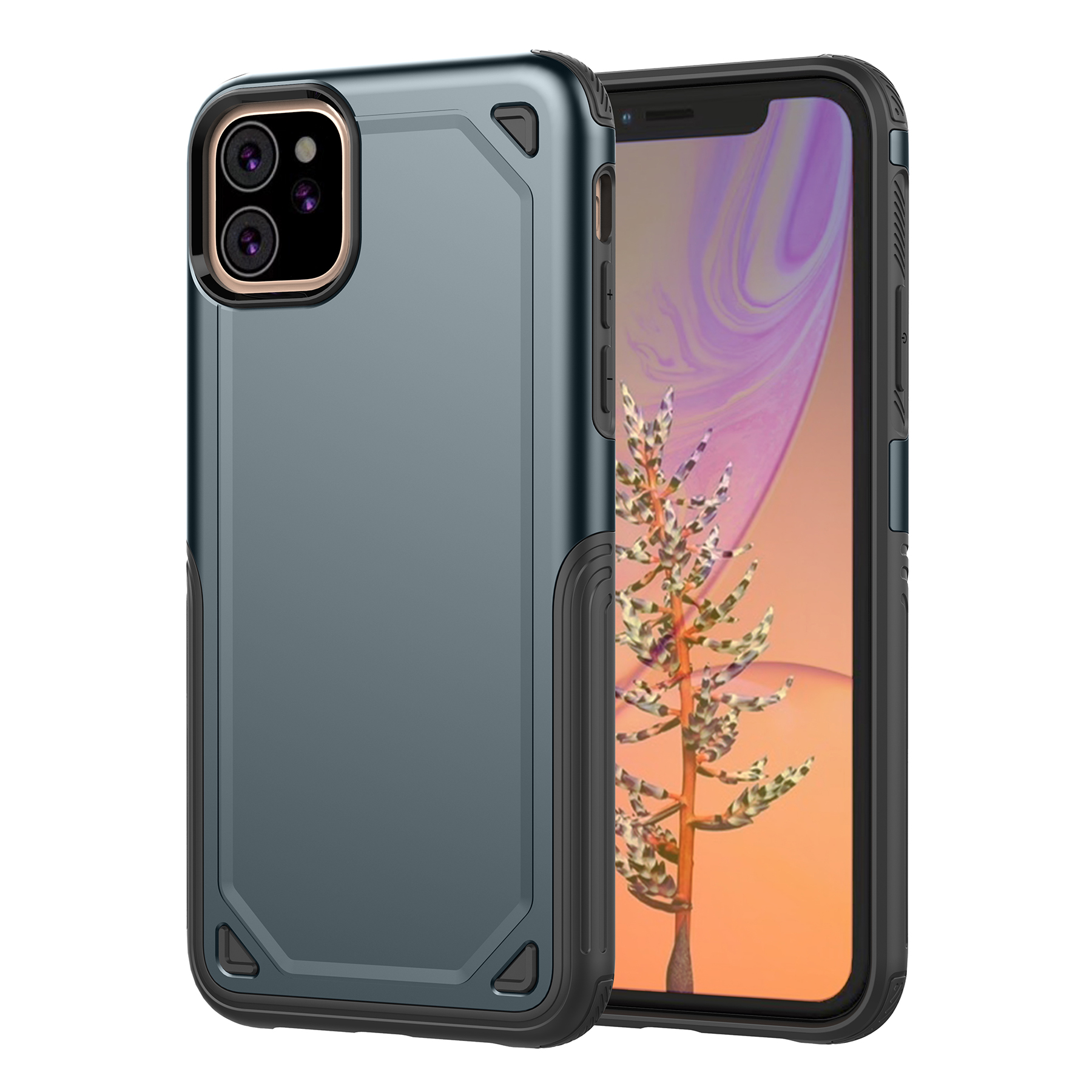 

Plastic + TPU Hybrid Rugged Armor Case for iPhone 11 6.1 inch (2019) - Dark Blue, iPhone 11 6.1 inch