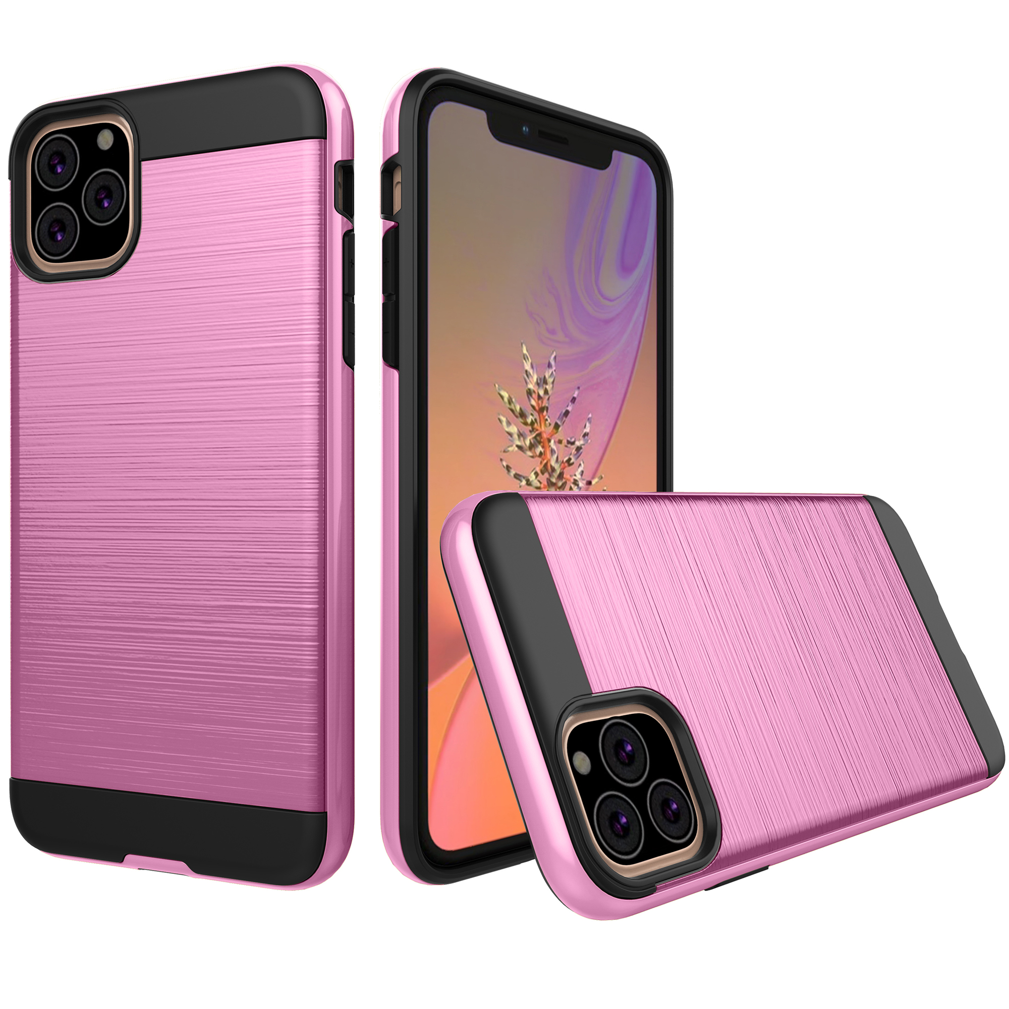 

Brushed TPU + PC Hybrid Case for iPhone 11 6.1 inch (2019) - Pink, iPhone 11 6.1 inch
