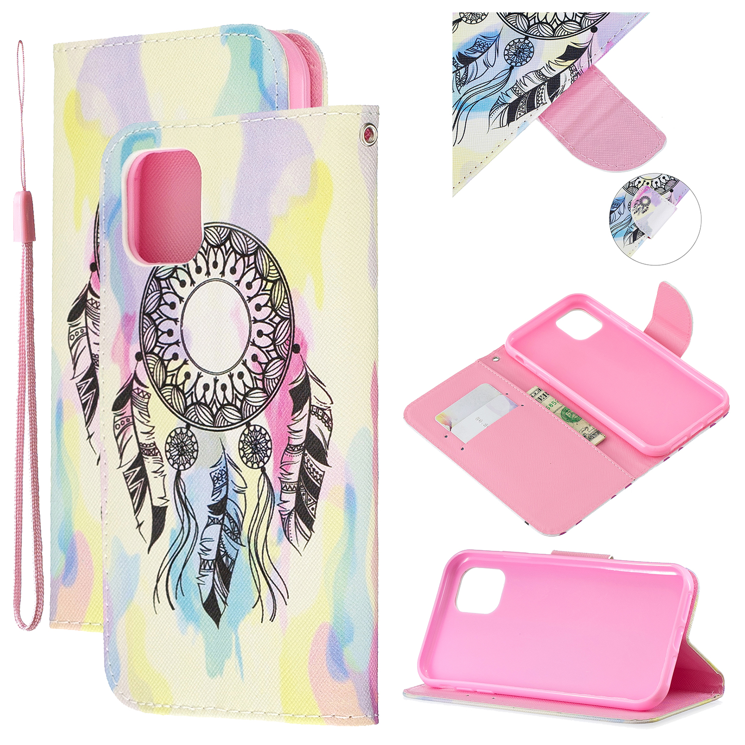 

Печать с Рисунком Flip Leather Wallet Stand Case Для Iphone 11 6,1 Дюйма (2019) - Ловец Снов, iPhone 11 6.1 inch