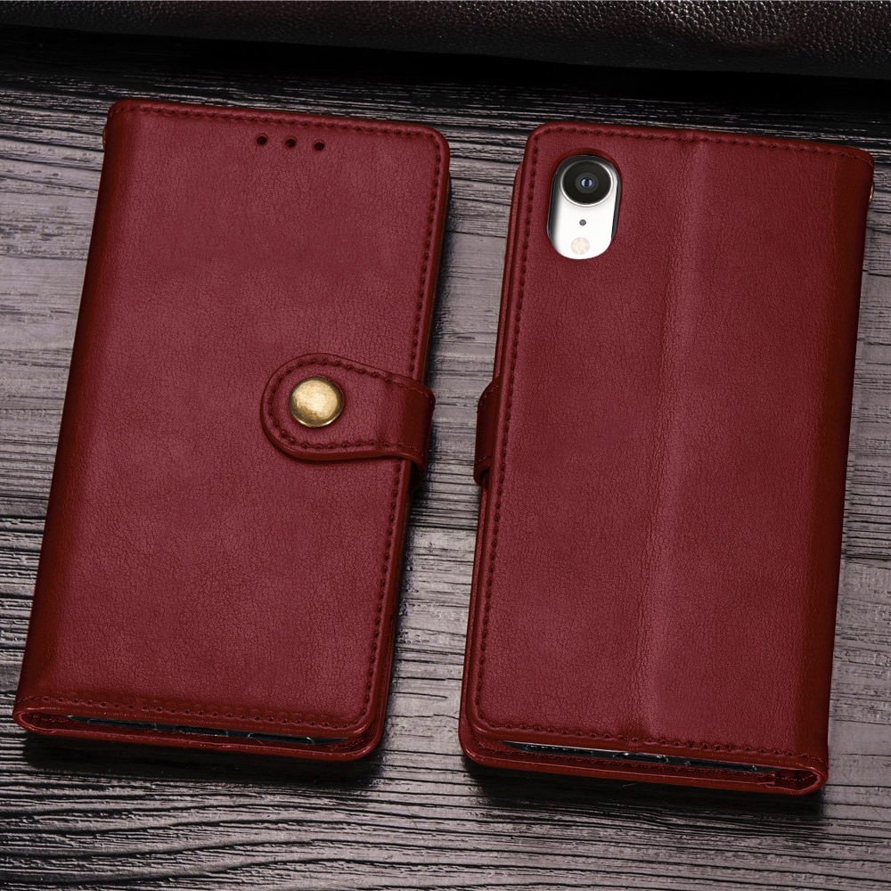 

Магнитный Кожаный Кожаный Кожаный Чехол Для Телефона С Тарелкой Для IPhone XR 6.1 Дюйма - Красный, iPhone XR 6.1 inch