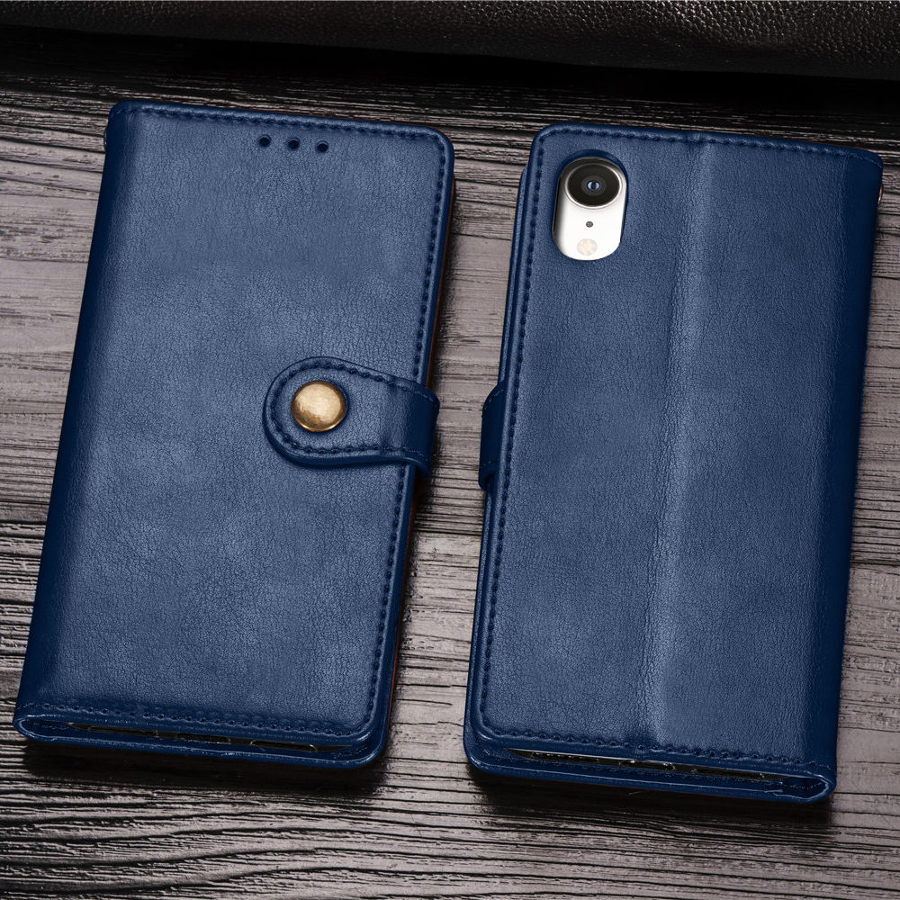 

Магнитный Кожаный Кожаный Кожаный Чехол Для Телефона С Тарелкой Для IPhone XR 6.1 Дюйма - Синий, iPhone XR 6.1 inch
