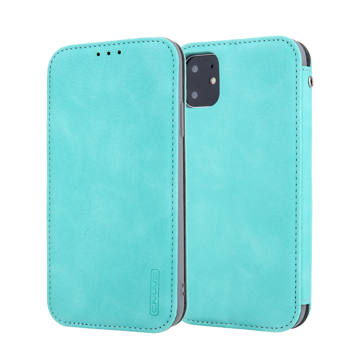 

CMAI2 Auto-absorbed PU Leather Wallet Phone Shell for iPhone 11 6.1 inch (2019) - Cyan, iPhone 11 6.1 inch