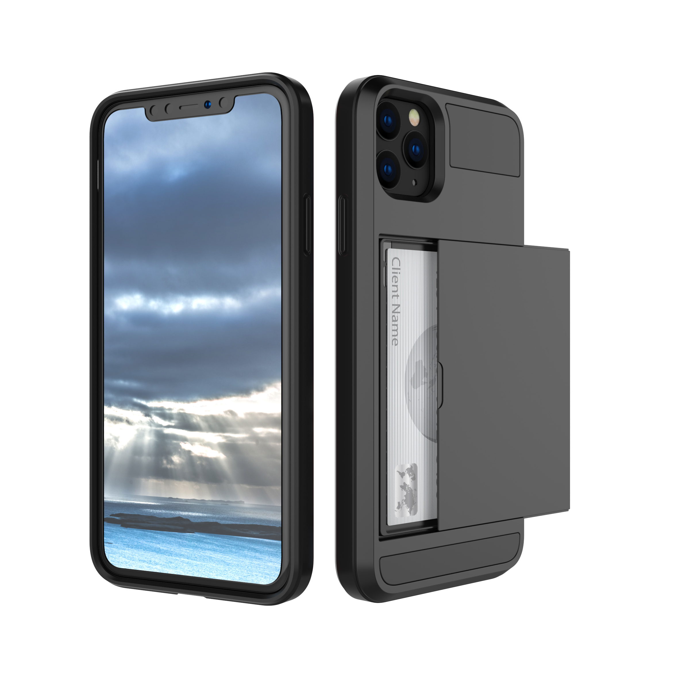 

Держатель Для Скольжения Hybrid Plastic + TPU Cover Shell Для IPhone 11 Pro Max 6,5 Дюйма (2019) - Чернить, iPhone 11 Pro Max 6.5 inch