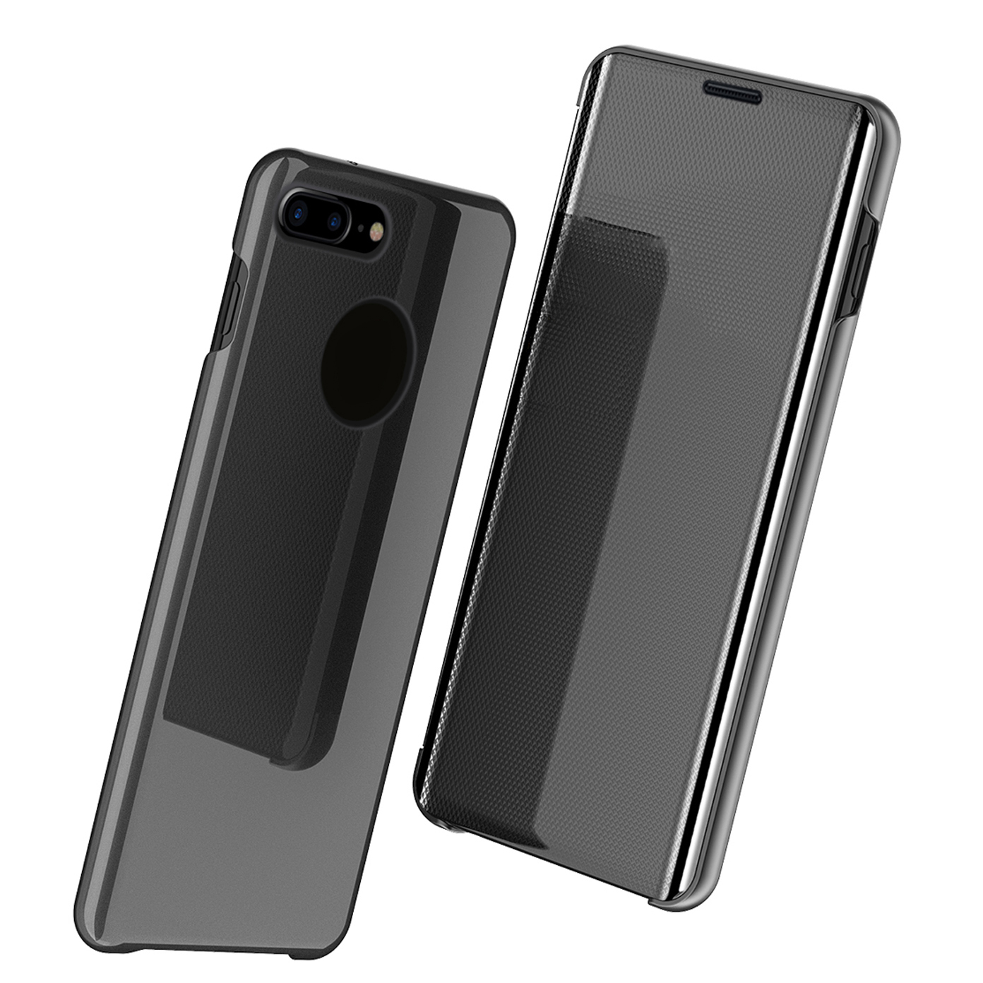 

Mirror Vertical Leather Phone Cover for iPhone 8 Plus / 7 Plus 5.5 inch - Black, iPhone 8 Plus 5.5 inch