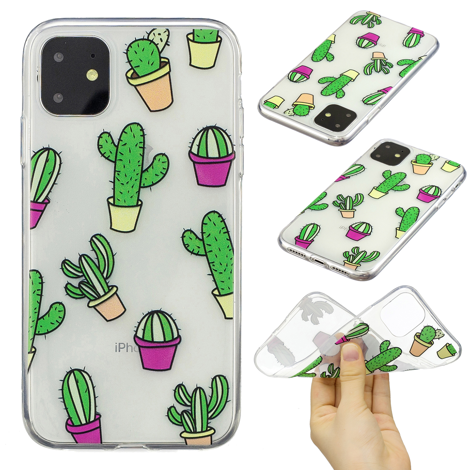 

Pattern Printing Clear Soft TPU Phone Cover for iPhone 11 Pro 5.8 inch (2019) - Cactus, iPhone 11 Pro 5.8 inch