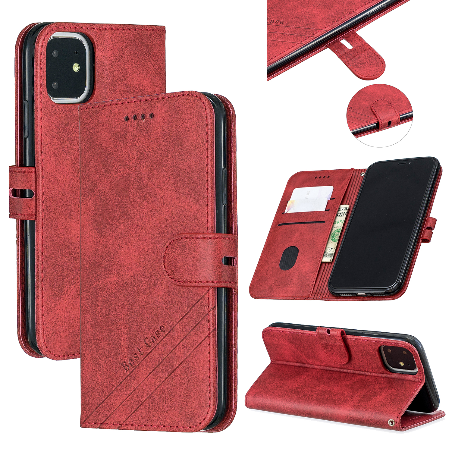 

Wallet Leather Stand Case for iPhone 11 6.1 inch (2019) - Red, iPhone 11 6.1 inch