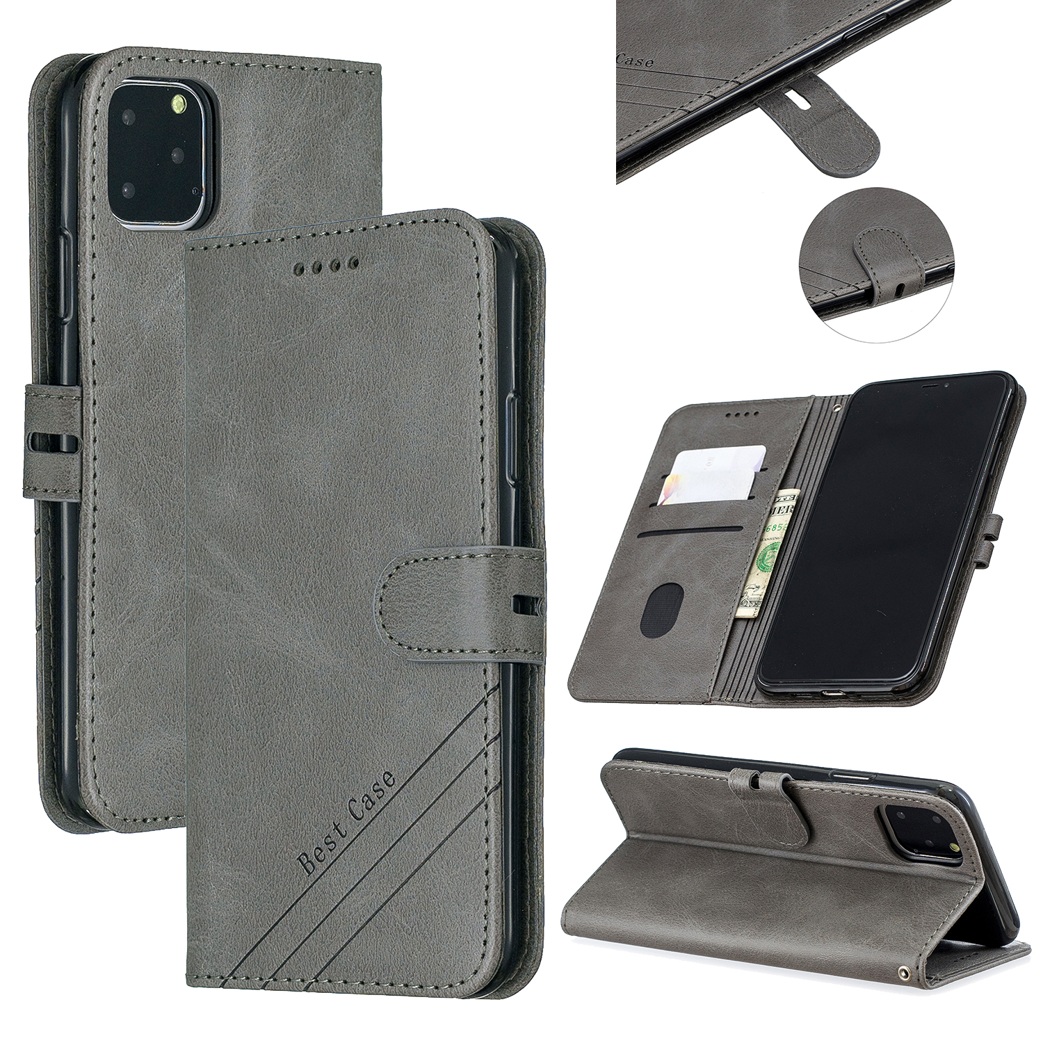 

Cell Phone Leather Wallet Case for iPhone 11 Pro Max 6.5 inch (2019) - Grey, iPhone 11 Pro Max 6.5 inch