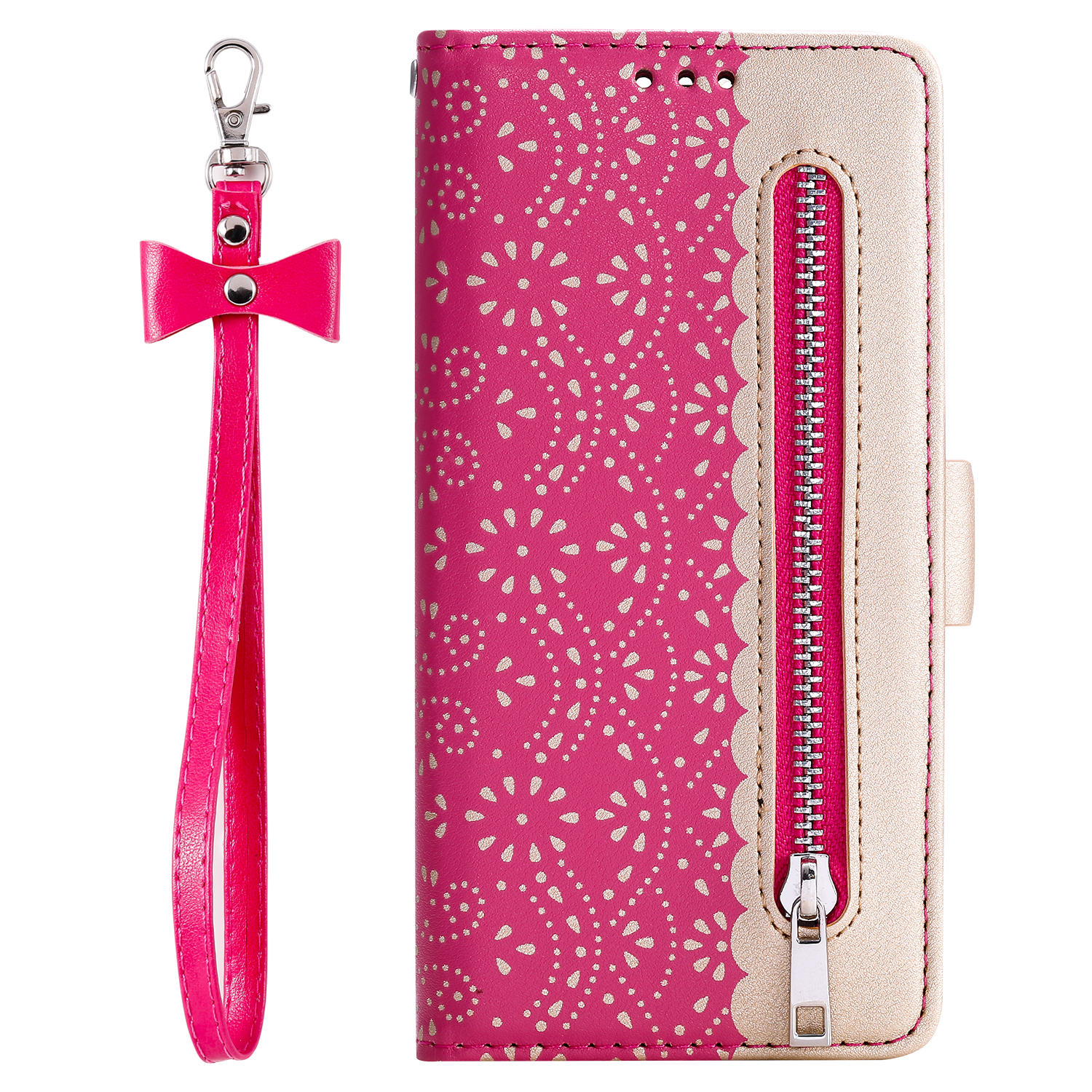 

Lace Flower Zipper Pocket Leather Wallet Phone Cover for iPhone 6 Plus/6s Plus - Rose, iPhone 6s Plus 5.5-inch