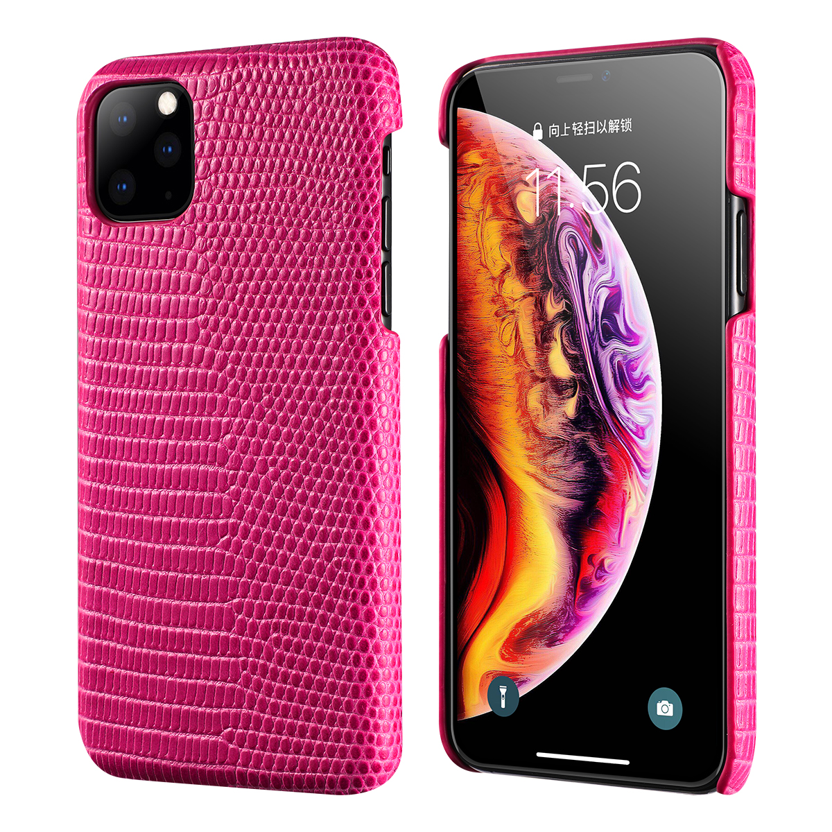 

Lizard Pattern Genuine Leather + PC Phone Case for iPhone 11 6.1 inch - Rose, iPhone 11 6.1 inch