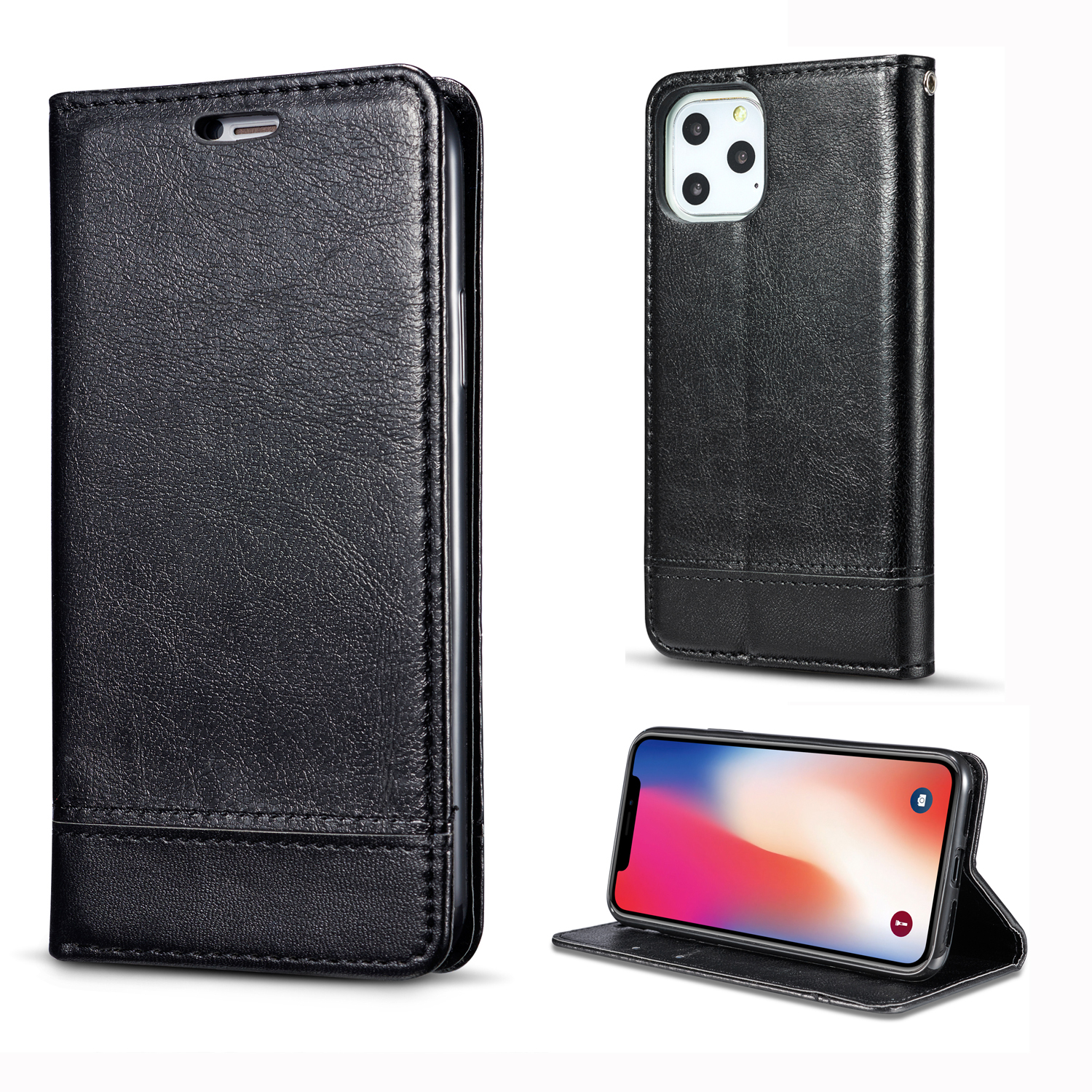 

Carzy Horse Texture Leather Stand Phone Cover with Card Slots for iPhone 11 6.1 inch (2019) - Black, iPhone 11 6.1 inch