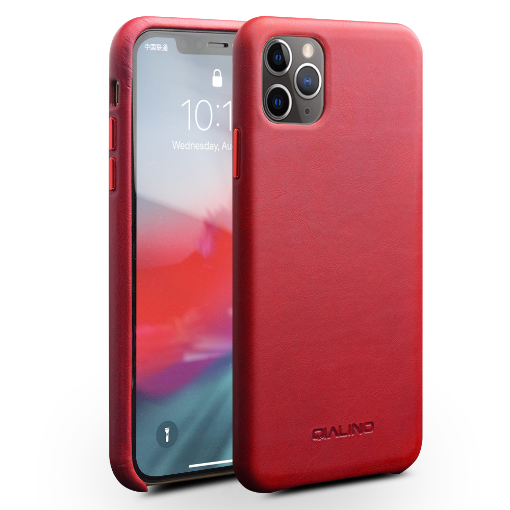 

QIALINO Genuine Leather Phone Back Case for iPhone 11 Pro Max 6.5-inch - Red, iPhone 11 Pro Max 6.5 inch