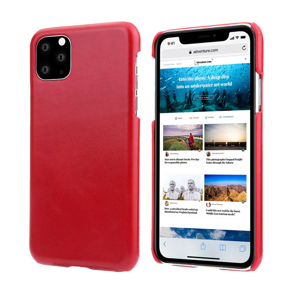 

Retro Matte Натуральная Кожа Покрыта Для ПК Защитный Чехол Для IPhone 11 Pro Max 6,5 Дюйма (2019) - Красный, iPhone 11 Pro Max 6.5 inch