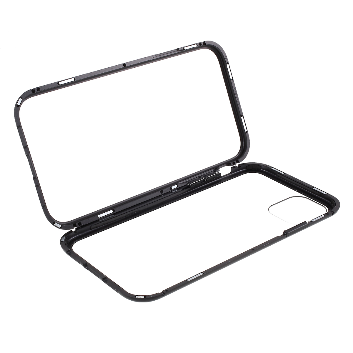 

Magnetic Adsorption Metal Frame + Tempered Glass Phone Case for Apple iPhone 11 6.1 inch - Black, iPhone 11 6.1 inch