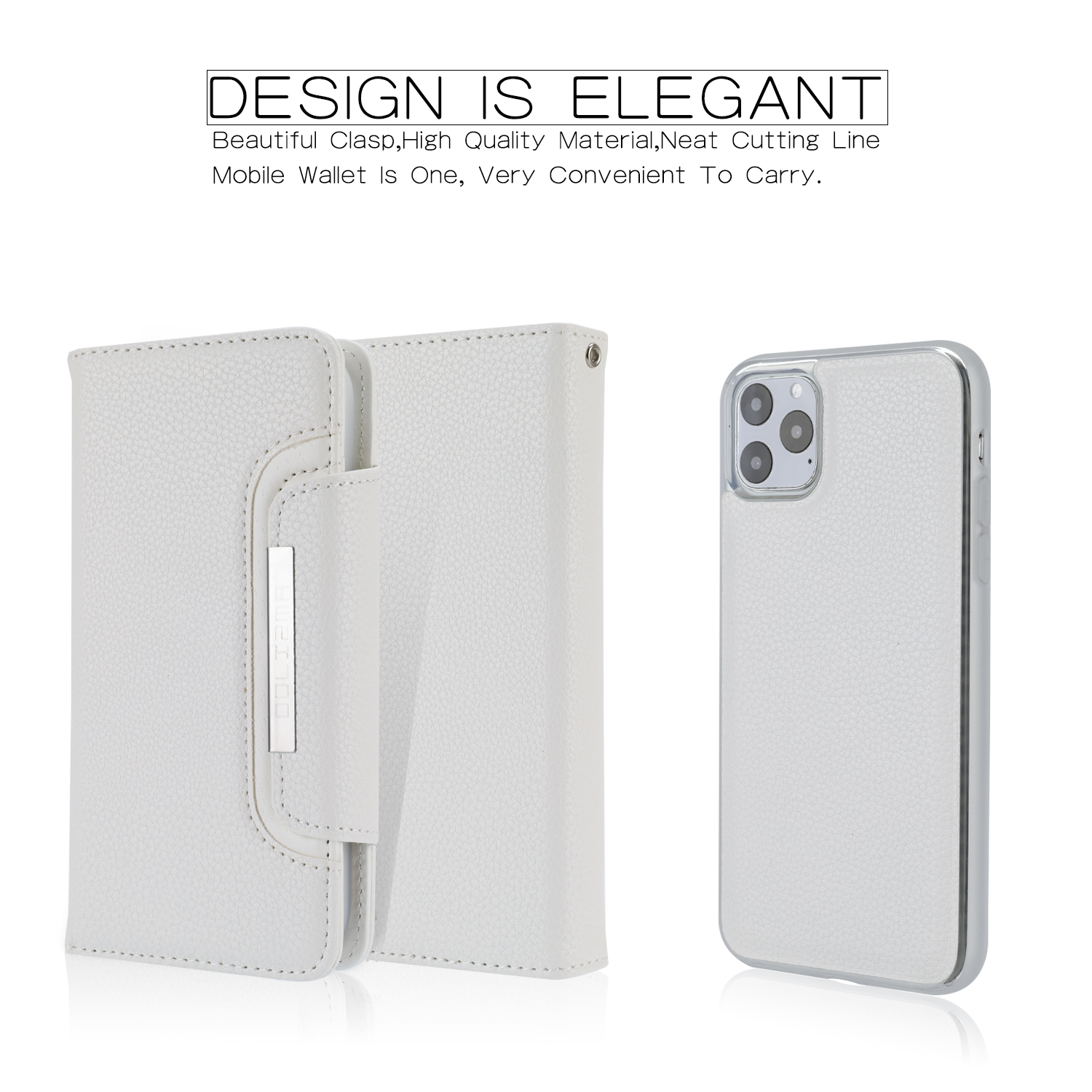 

Litchi Texture Detachable Leather Wallet Cover Phone Case for iPhone 11 Pro Max 6.5 inch - White, iPhone 11 Pro Max 6.5 inch