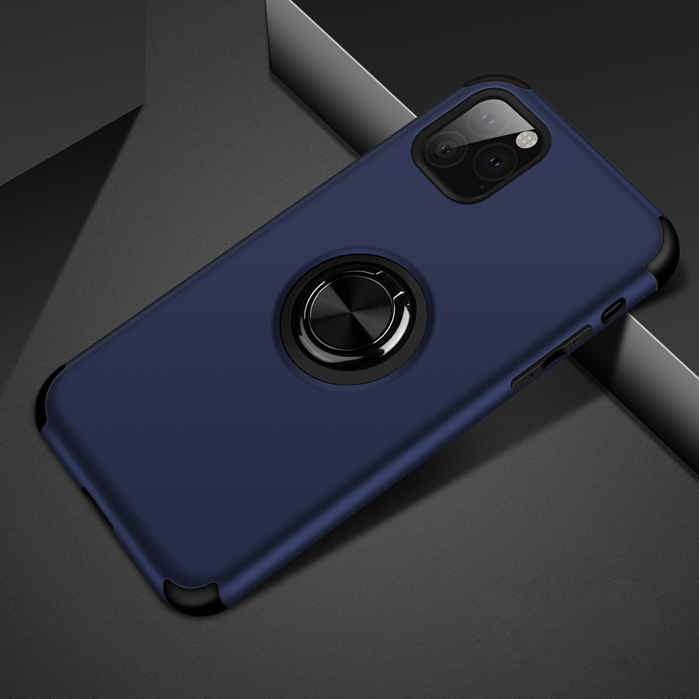 

Detachable 2-in-1 Finger Ring Kickstand PC + TPU Phone Case (Built-in Magnetic Metal Sheet) for iPhone 11 Pro 5.8-inch - Dark Blue, iPhone 11 Pro 5.8 inch