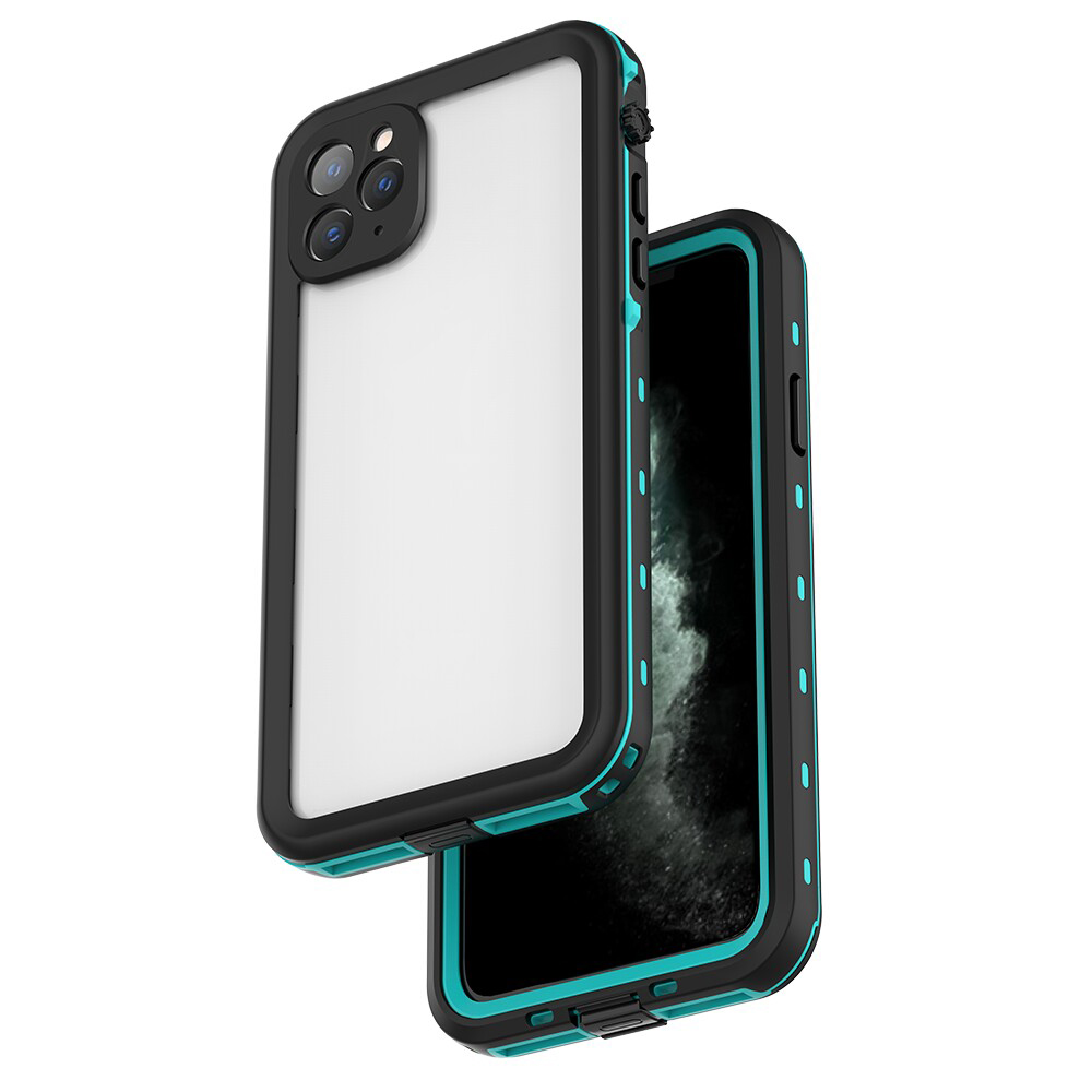 

REDPEPPER Dot+ Series IP68 Waterproof Phone Covering [Transparent Back] for iPhone 11 Pro Max 6.5 inch - Black / Cyan, iPhone 11 Pro Max 6.5 inch